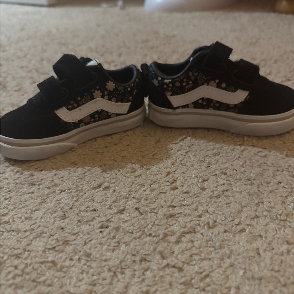 Vans Kids Black and White Floral Sneakers